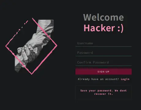 Picture: Screenshot: Sign Up | HackMyVM